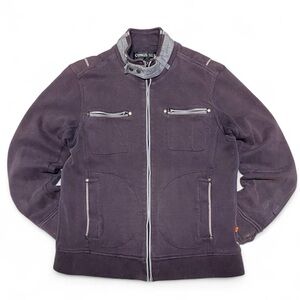 Y2K Conus grey multi pocket zip up sweater jacket